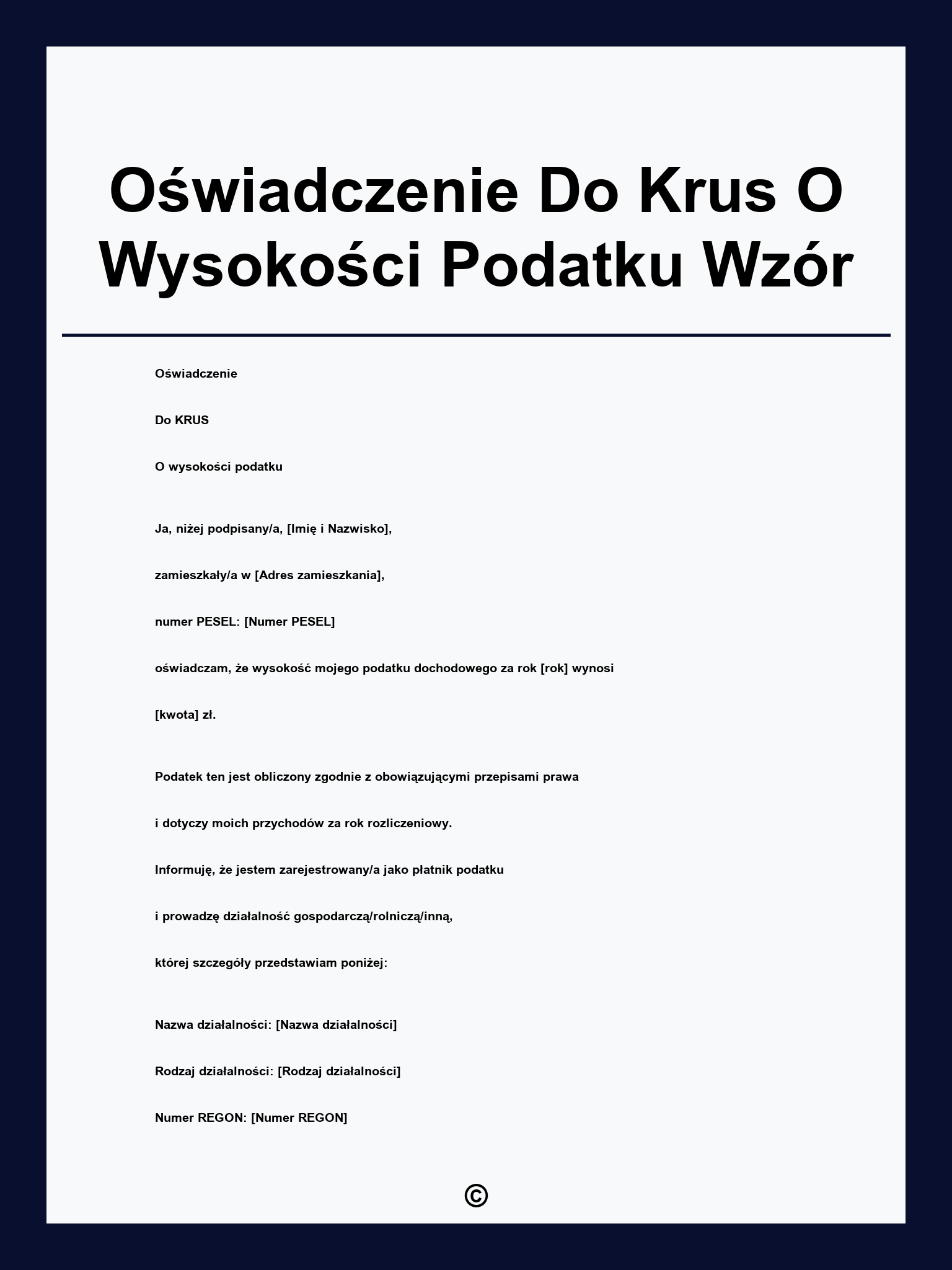 Oświadczenie Do Krus O Wysokości Podatku Wzór