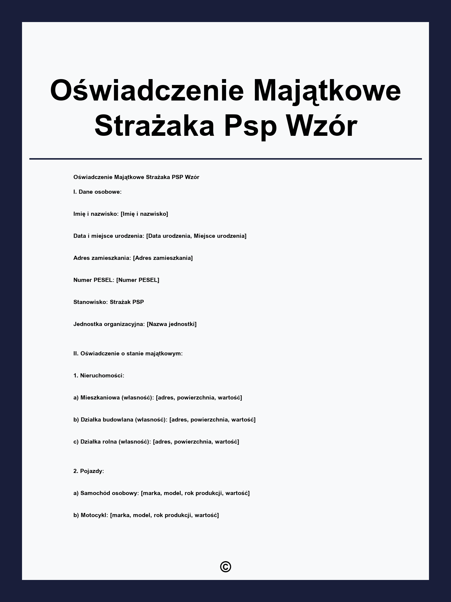 Oświadczenie Majątkowe Strażaka Psp Wzór