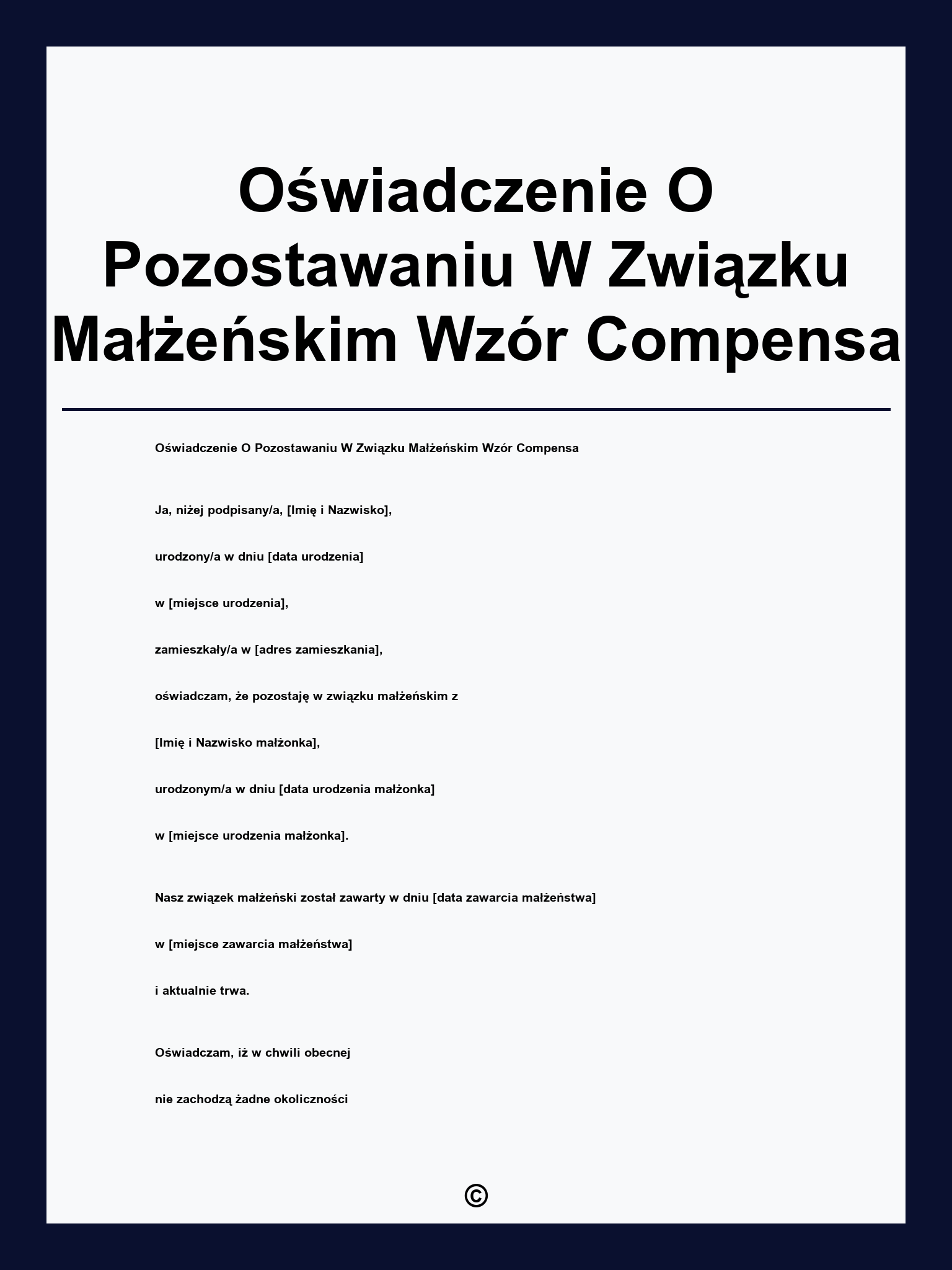 Oświadczenie O Pozostawaniu W Związku Małżeńskim Wzór Compensa