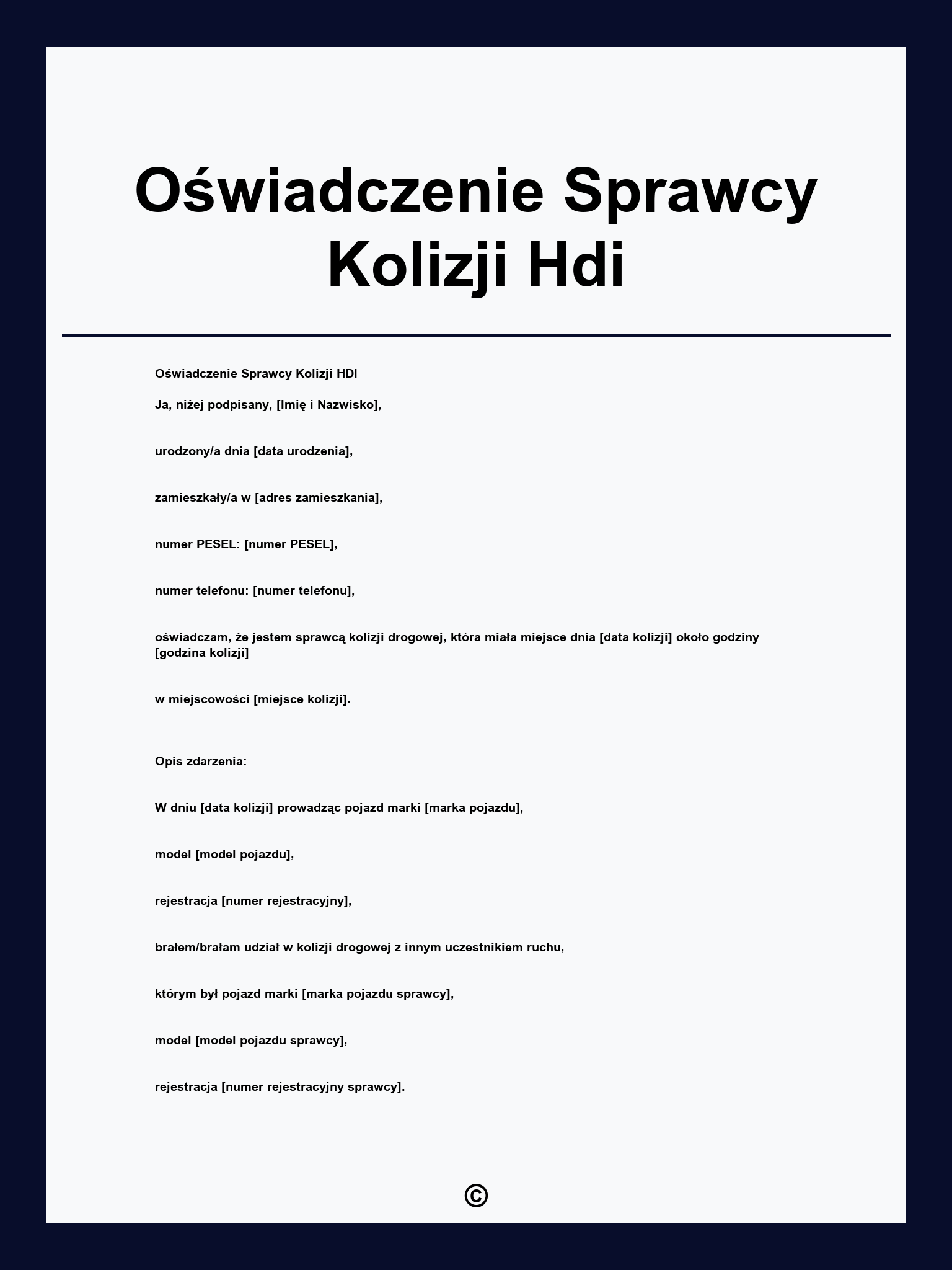 Oświadczenie Sprawcy Kolizji Hdi