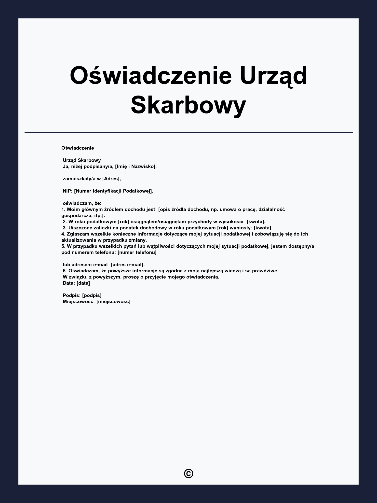 Oświadczenie Urząd Skarbowy