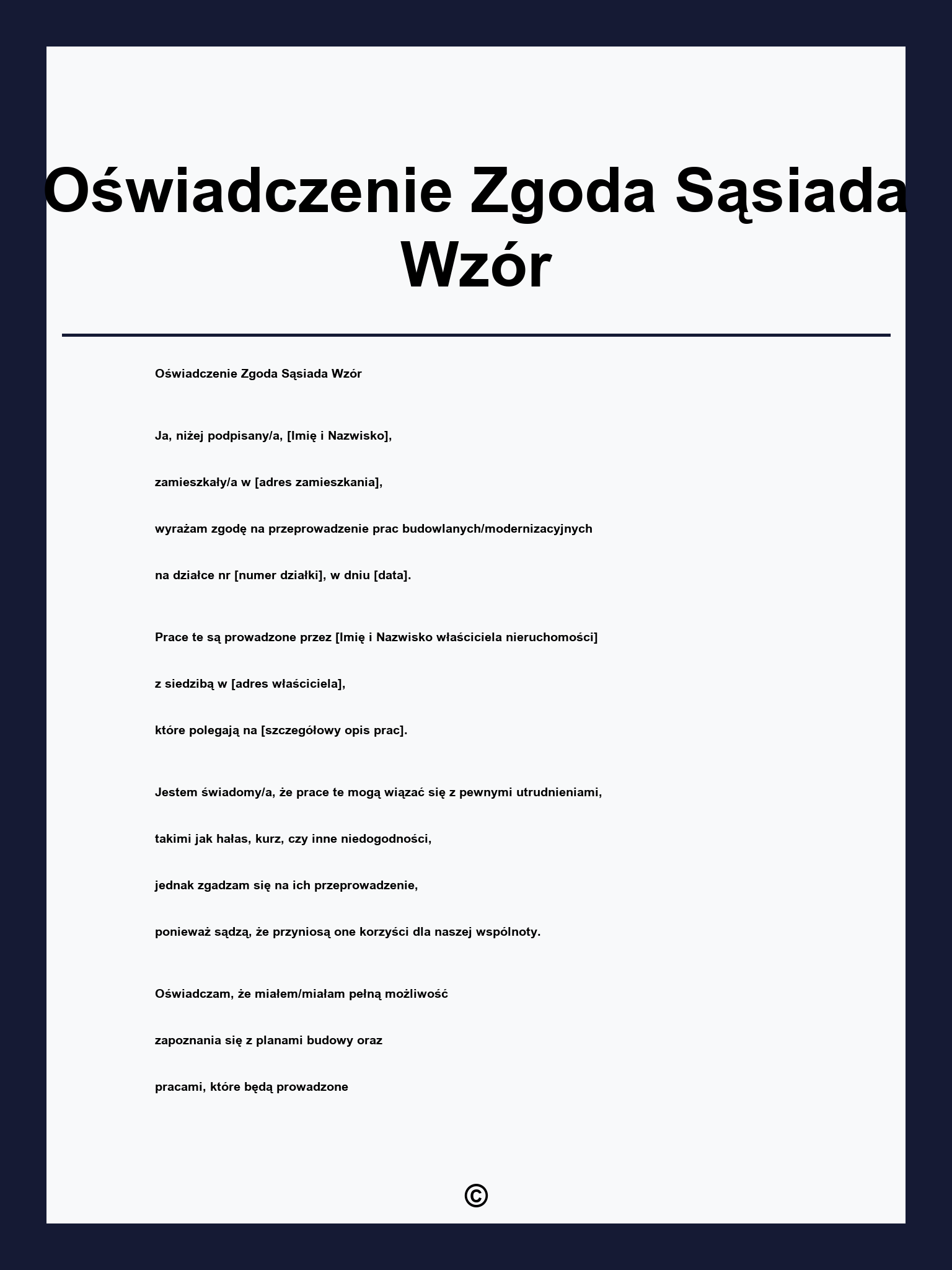 Oświadczenie Zgoda Sąsiada Wzór