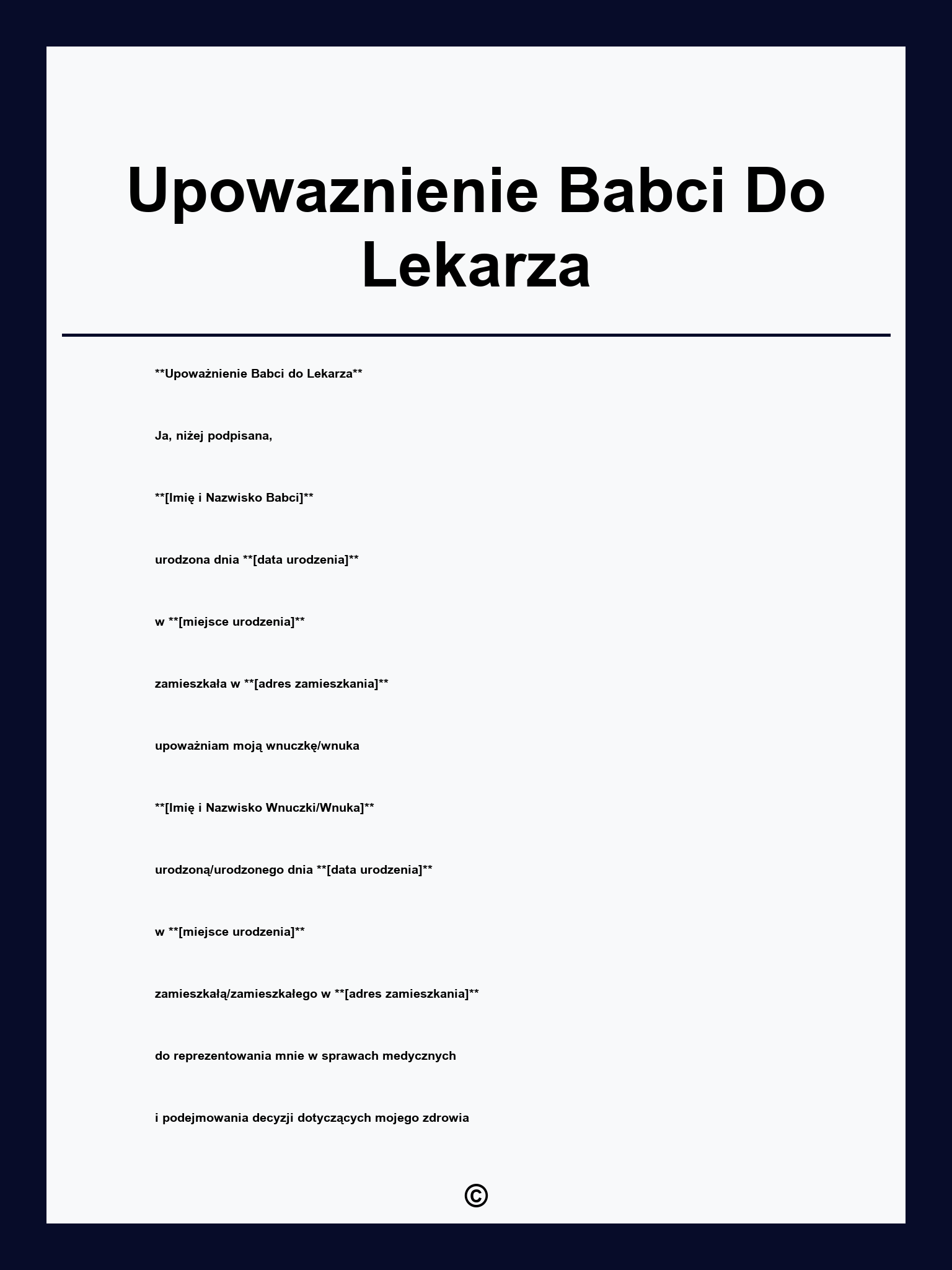 Upowaznienie Babci Do Lekarza