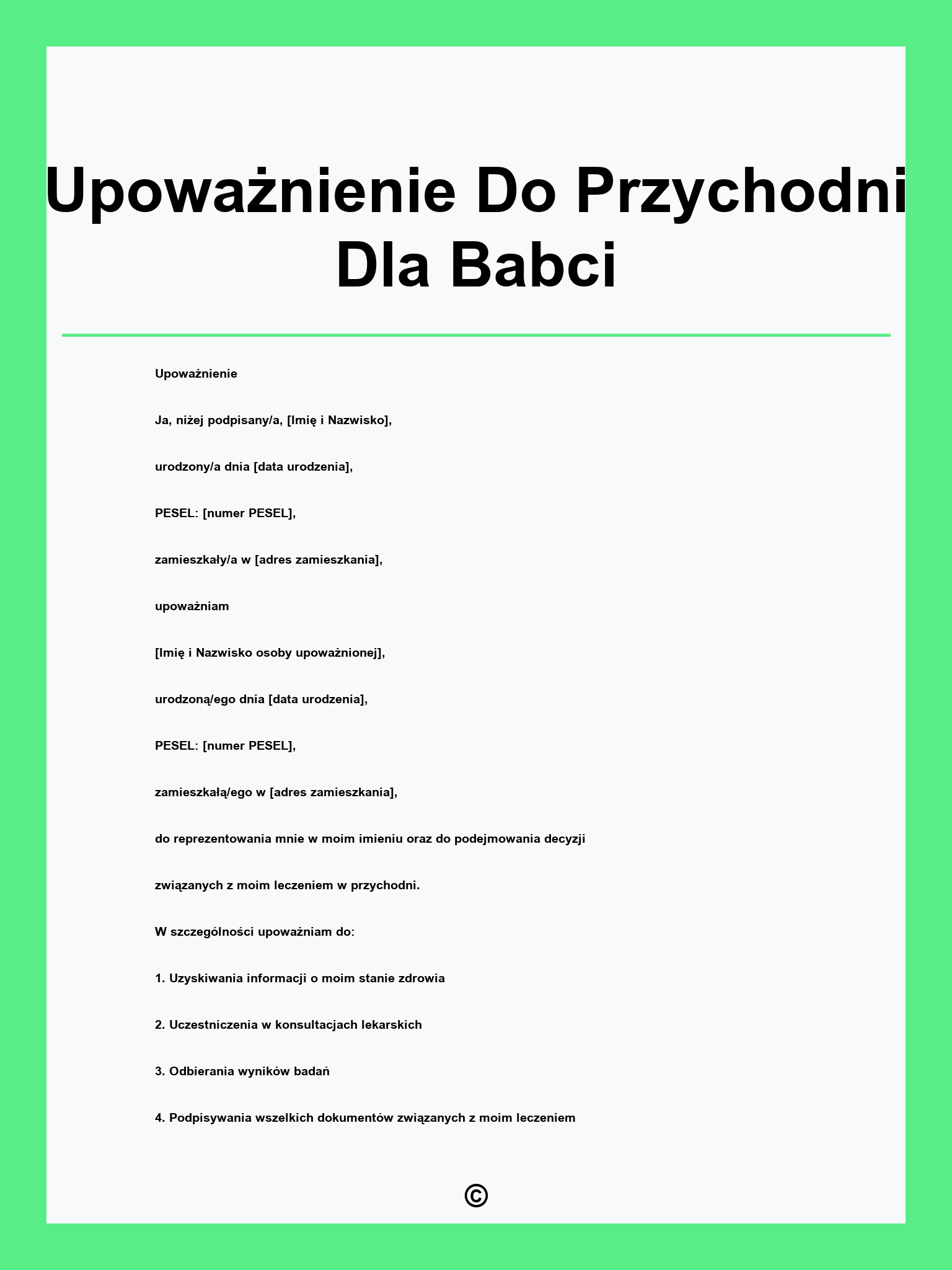 Upoważnienie Do Przychodni Dla Babci