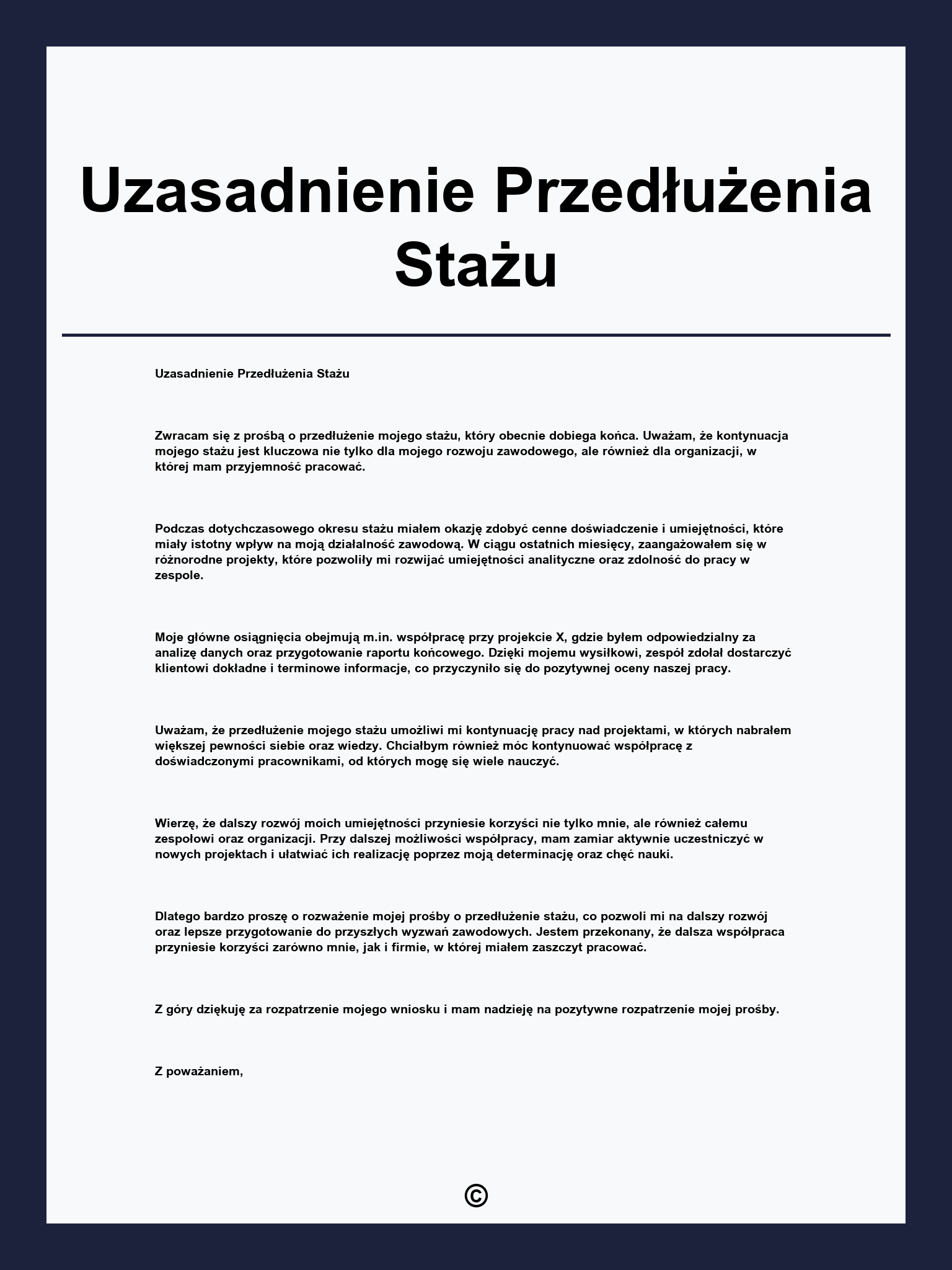 Uzasadnienie Przedłużenia Stażu