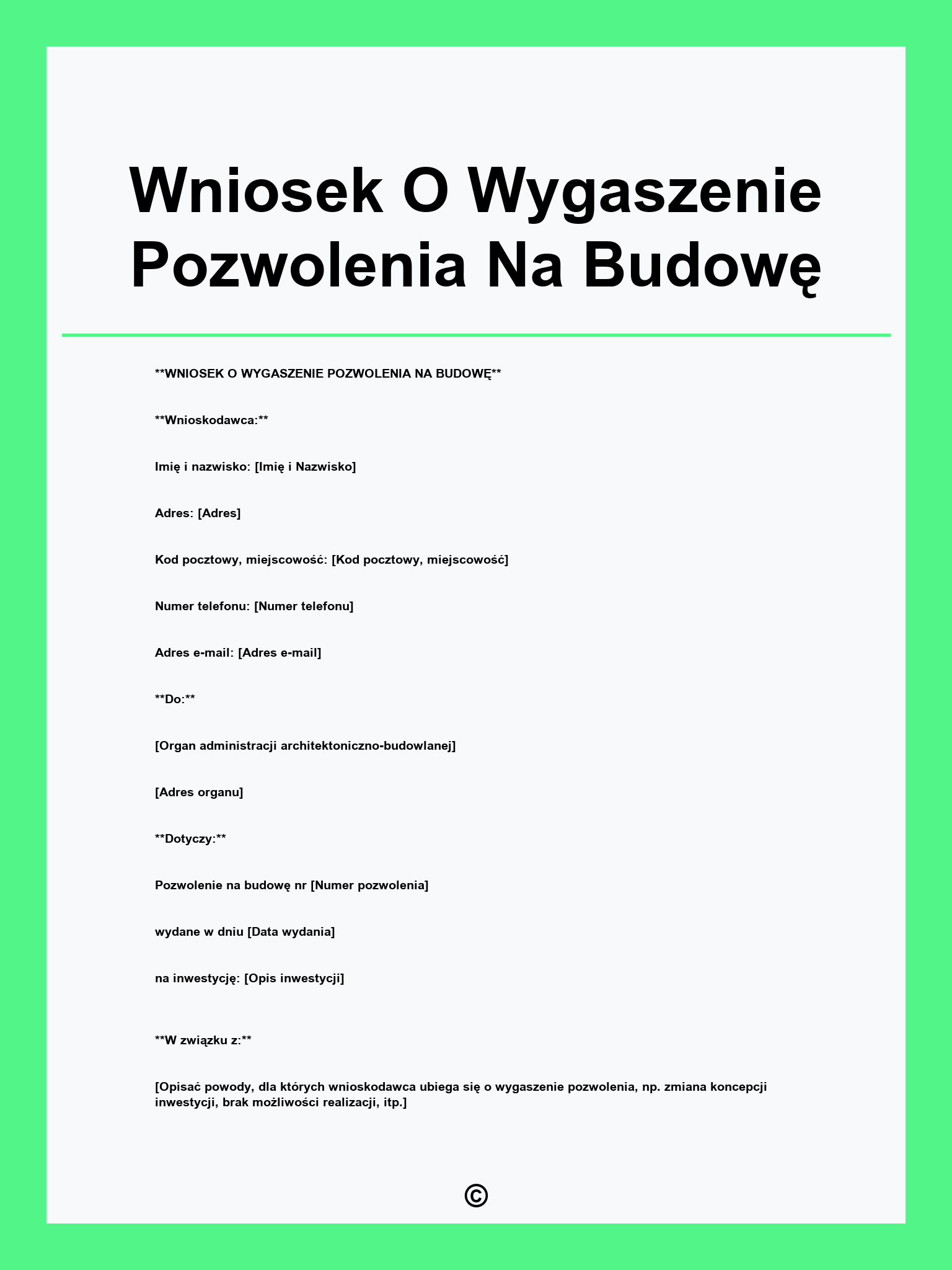 Wniosek O Wygaszenie Pozwolenia Na Budowę