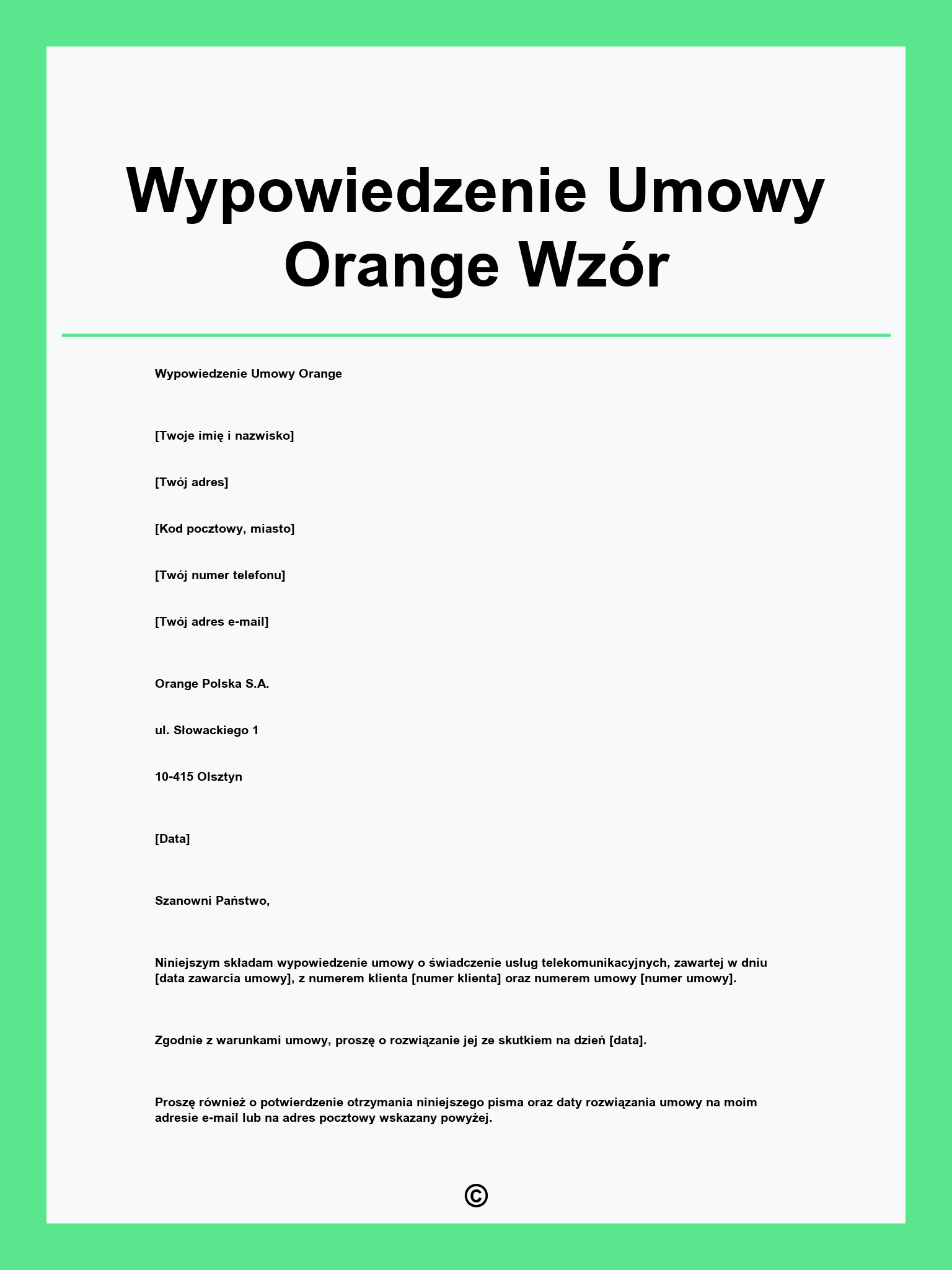 Wypowiedzenie Umowy Orange Wzór