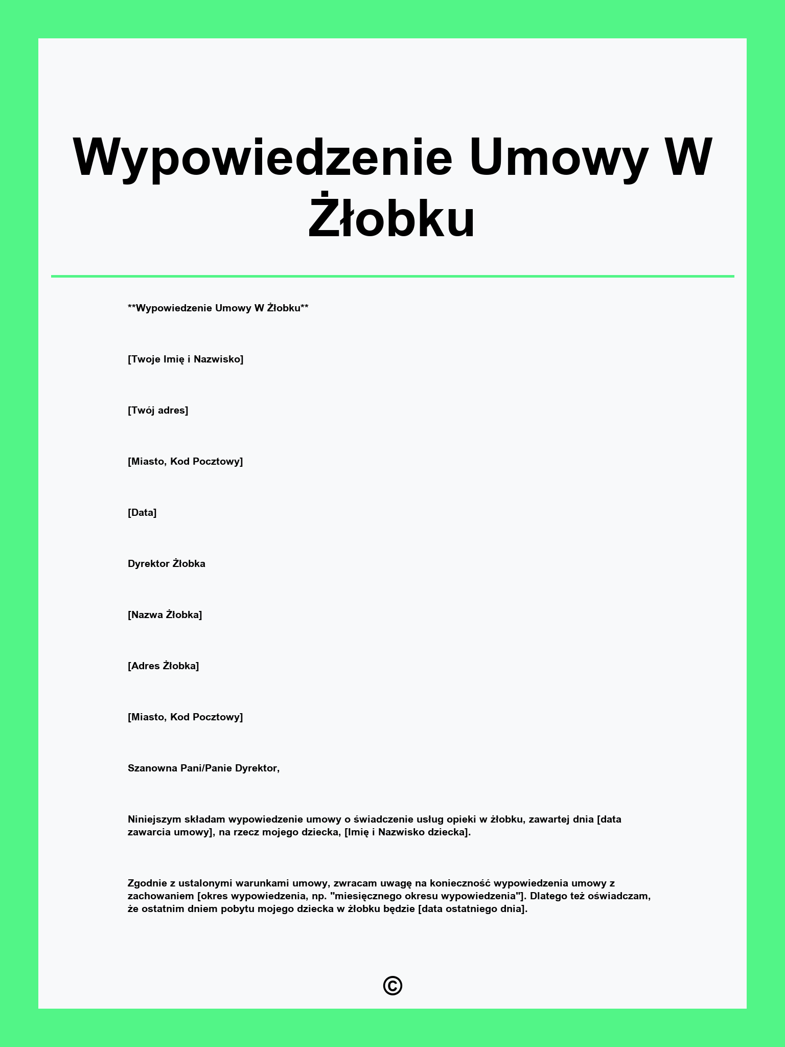 Wypowiedzenie Umowy W Żłobku
