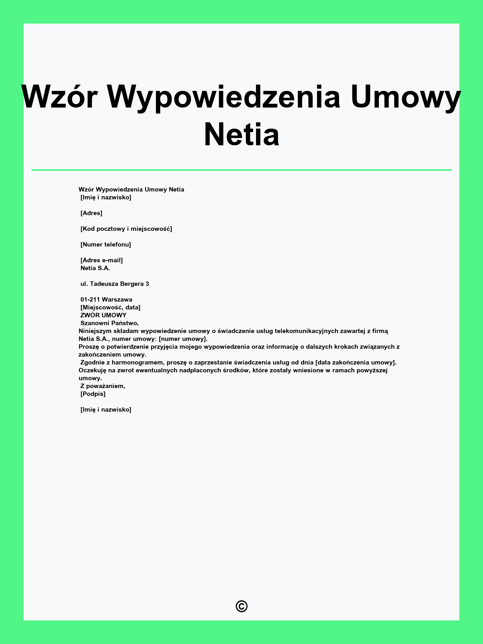 Wzór Wypowiedzenia Umowy Netia