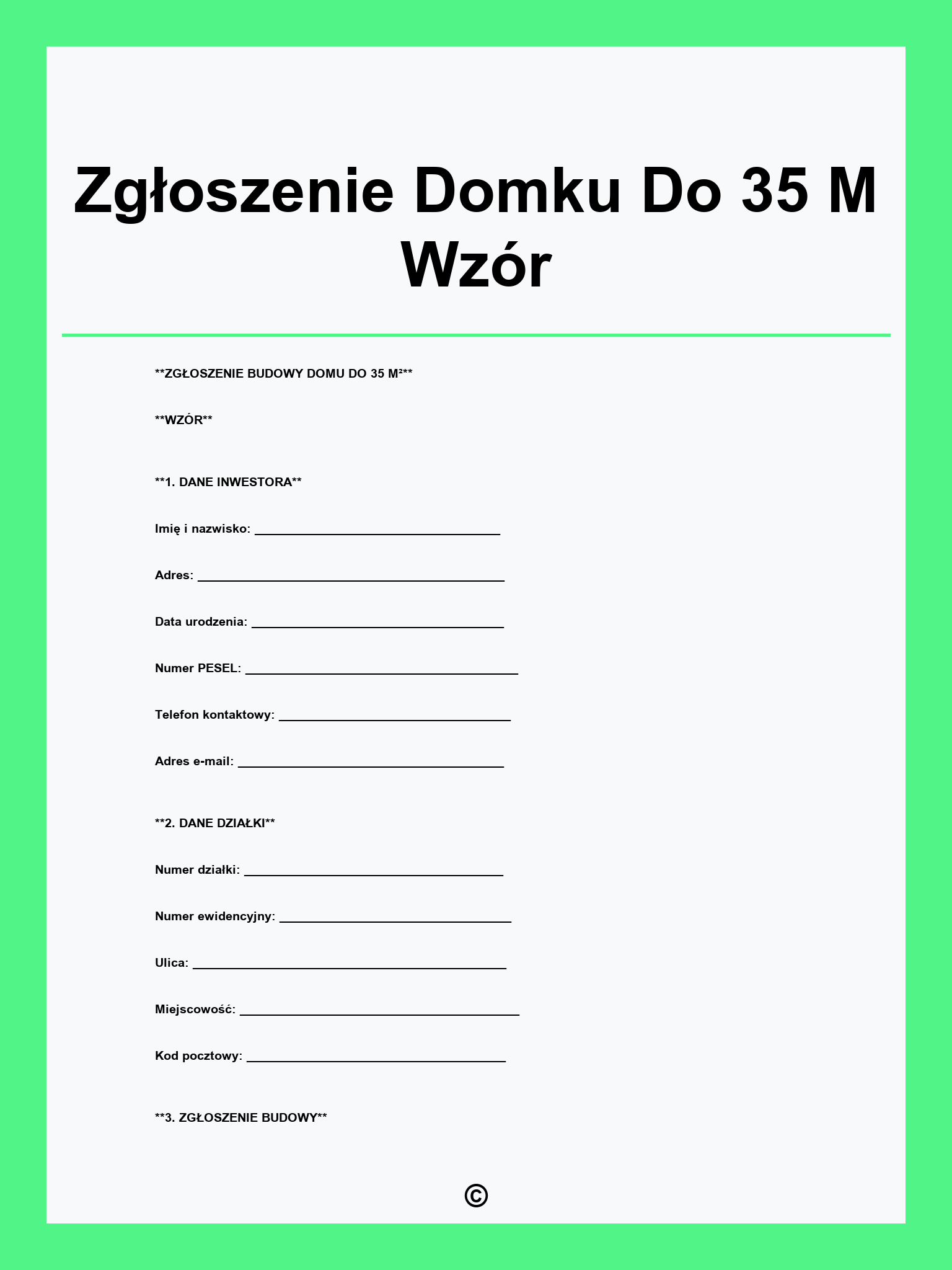 Zgłoszenie Domku Do 35 M Wzór